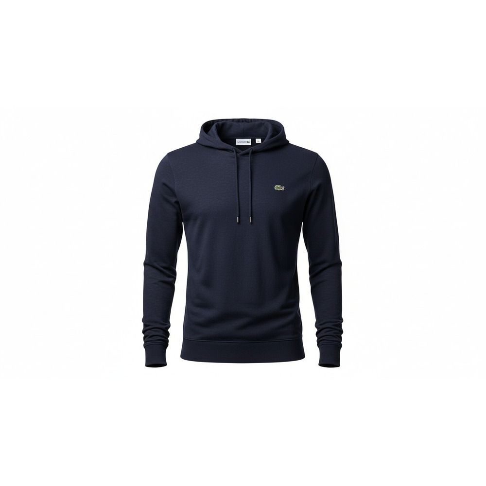 Lacoste Hoodie Mens XL Navy Blue Regular Fit Logo Pullover Sweatshirt